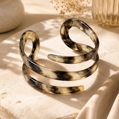 asta-Acetate Bangle Bracelet  Obsidian Gold Vein ID50mm/IC157.1mm-3801