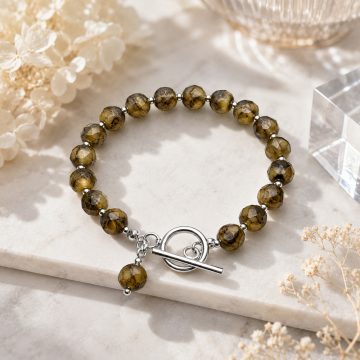asta-Acetate Beaded Bracelet  Sunlit Almond Essence-10mm-0101