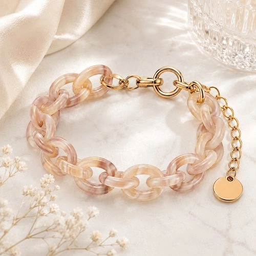 asta-Acetate Chain Bracelet  Oatmeal Silk Drift-14.5cm/5.7in-0101