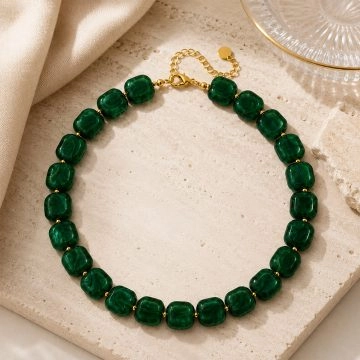 asta-Acetate Necklace Emerald Deep Tide-45cm-5001