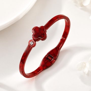 asta-Acetate Bangle Bracelet  Scarlet Lava Stone ID50mm/IC157.1mm-4401