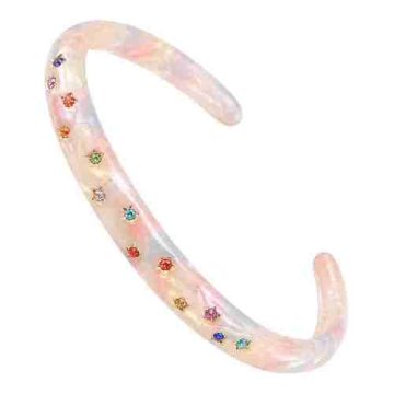 asta-Acetate Bangle Bracelet  Peach Opal Pearl ID50mm/IC157.1mm-4701