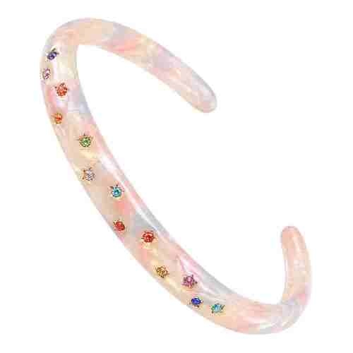 asta-Acetate Bangle Bracelet  Peach Opal Pearl ID50mm/IC157.1mm-4701