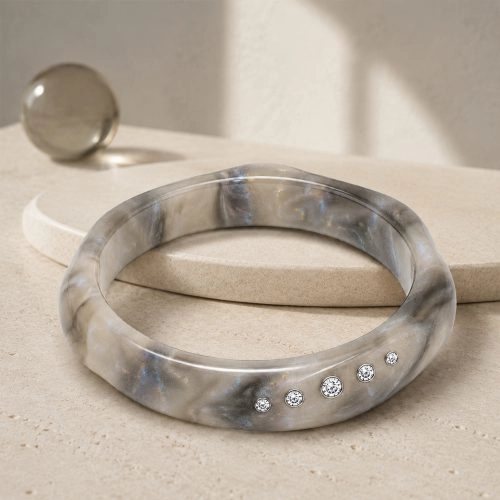 asta-Acetate Bangle Bracelet  Stardust Glacial Essence ID50mm/IC157.1mm-4801