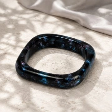 asta-Acetate Bangle Bracelet  Deep-Sea Obsidian Swirl ID50mm/IC157.1mm-5101