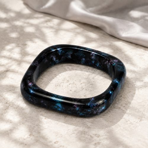 asta-Acetate Bangle Bracelet  Deep-Sea Obsidian Swirl ID50mm/IC157.1mm-5101
