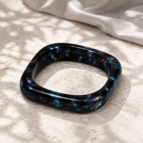 asta-Acetate Bangle Bracelet  Deep-Sea Obsidian Swirl ID50mm/IC157.1mm-5101
