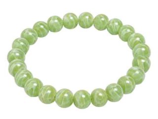 asta-Acetate Beaded Bracelet  Lime Silk Vein-8mm-0201