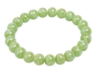 asta-Acetate Beaded Bracelet  Lime Silk Vein-8mm-0201