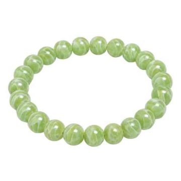 asta-Acetate Beaded Bracelet  Lime Silk Vein-8mm-0201