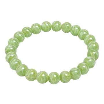 asta-Acetate Beaded Bracelet  Lime Silk Vein-8mm-0201
