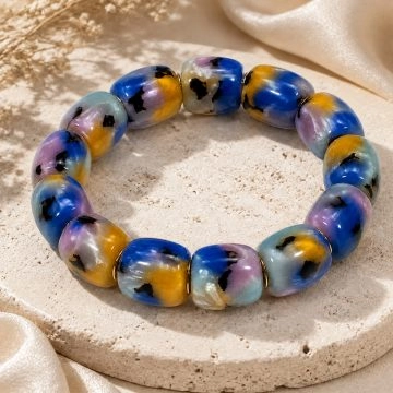 asta-Acetate Beaded Bracelet  Arctic Neon Essence-11mm-0301