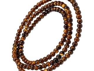 asta-Acetate Beaded Bracelet  Gilded Amber & Obsidian Swirl-6mm-0401