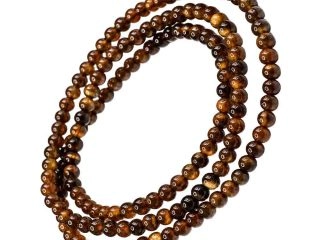 asta-Acetate Beaded Bracelet  Gilded Amber & Obsidian Swirl-6mm-0401