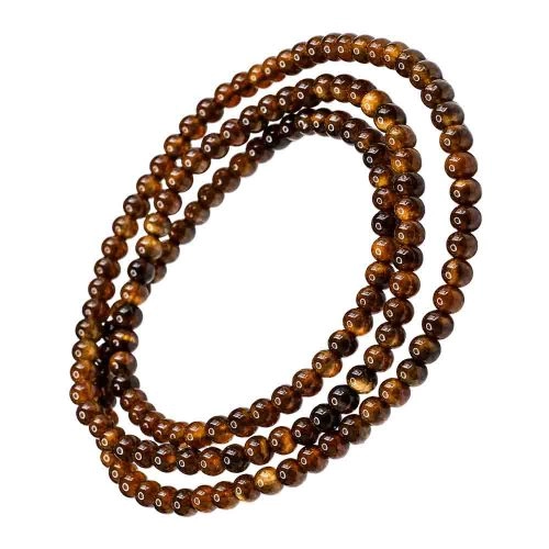asta-Acetate Beaded Bracelet  Gilded Amber & Obsidian Swirl-6mm-0401