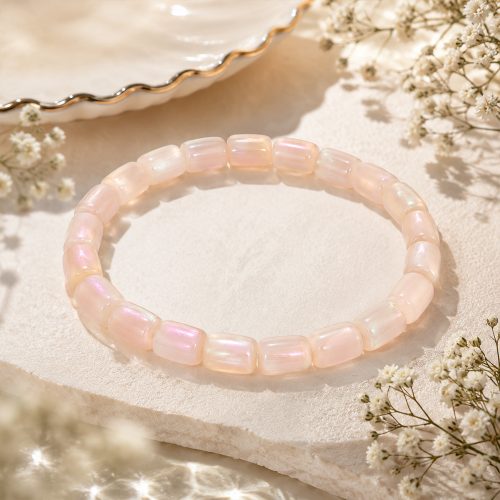 asta-Acetate Beaded Bracelet  Sakura Pearl Glow-5mm-0501