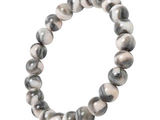asta-Acetate Beaded Bracelet  Silver Taupe Veil-8mm-0204