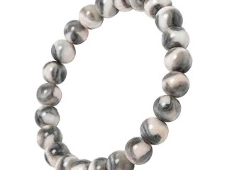asta-Acetate Beaded Bracelet  Silver Taupe Veil-8mm-0204