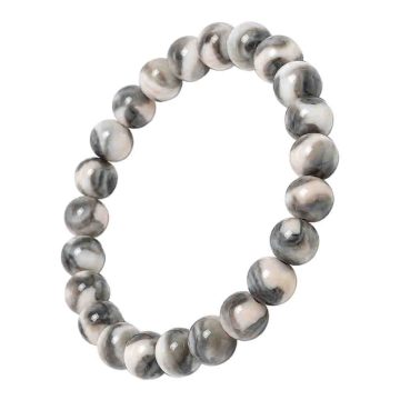 asta-Acetate Beaded Bracelet  Silver Taupe Veil-8mm-0204