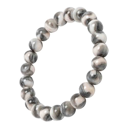 asta-Acetate Beaded Bracelet  Silver Taupe Veil-8mm-0204