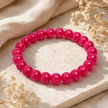 asta-Acetate Beaded Bracelet  Berry Satin Veil-8mm-0206