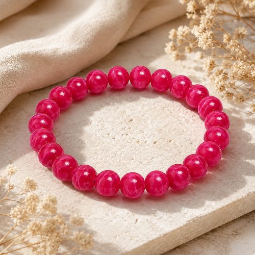 asta-Acetate Beaded Bracelet  Berry Satin Veil-8mm-0206