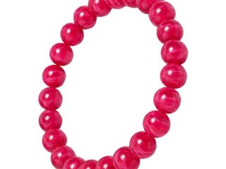 asta-Acetate Beaded Bracelet  Berry Satin Veil-8mm-0206