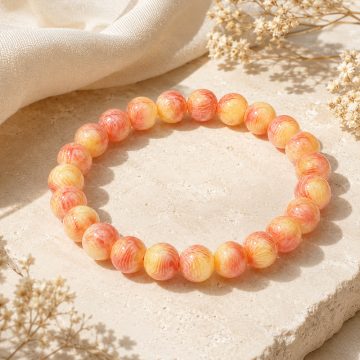 asta-Acetate Beaded Bracelet  Spring Apricot Coral-8mm-0207