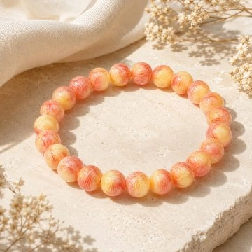 asta-Acetate Beaded Bracelet  Spring Apricot Coral-8mm-0207