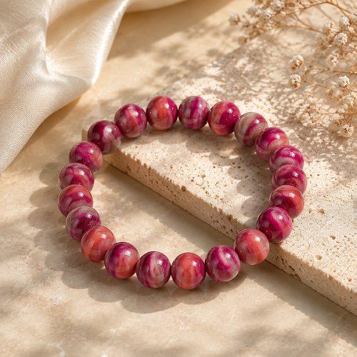 asta-Acetate Beaded Bracelet  Rose Sunset Satin-8mm-0208