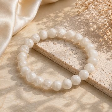asta-Acetate Beaded Bracelet  Moon White Feather Glow-8mm-0209