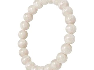 asta-Acetate Beaded Bracelet  Moon White Feather Glow-8mm-0209