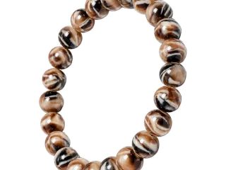 asta-Acetate Beaded Bracelet  Mocha Shell Mosaic-8mm-0212