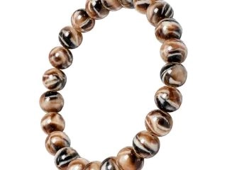 asta-Acetate Beaded Bracelet  Mocha Shell Mosaic-8mm-0212