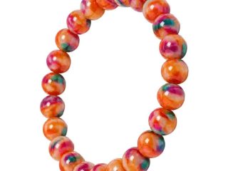 asta-Acetate Beaded Bracelet  Fuchsia Sorbet Matrix Swirl-8mm-0213