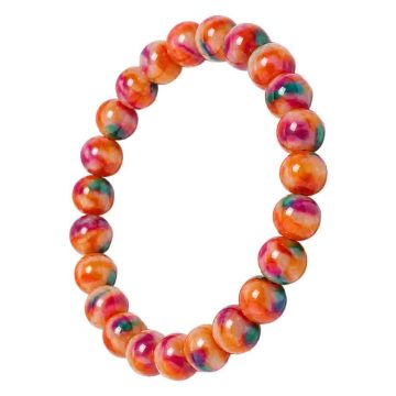 asta-Acetate Beaded Bracelet  Fuchsia Sorbet Matrix Swirl-8mm-0213