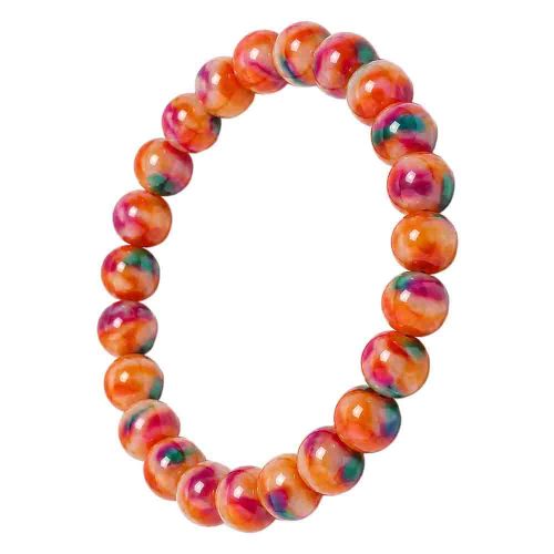 asta-Acetate Beaded Bracelet  Fuchsia Sorbet Matrix Swirl-8mm-0213