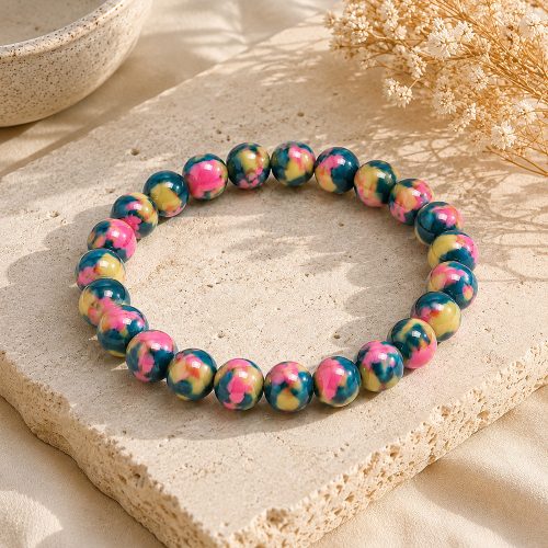 asta-Acetate Beaded Bracelet  Palette Oil Swirl-8mm-0217