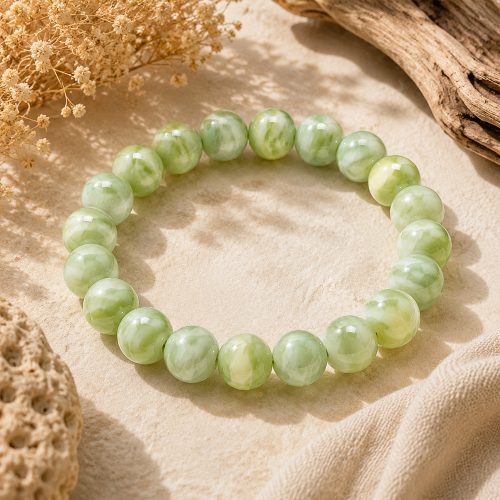asta-Acetate Beaded Bracelet  Misty Mint Essence-8mm-0219