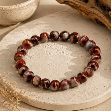asta-Acetate Beaded Bracelet  Spring Tea Jade Swirl-8mm-0220
