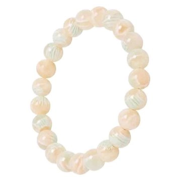 asta-Acetate Beaded Bracelet  Mint Peach Mousse-8mm-0221