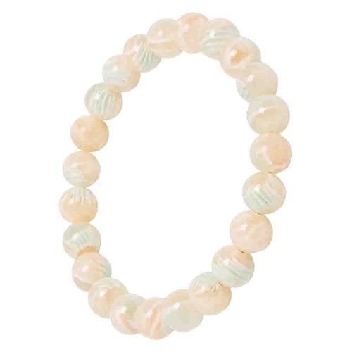asta-Acetate Beaded Bracelet  Mint Peach Mousse-8mm-0221