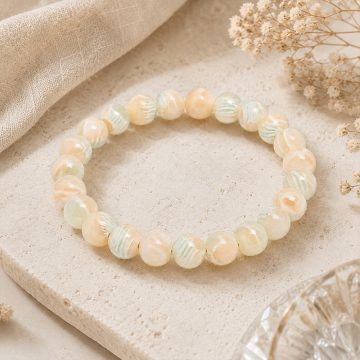 asta-Acetate Beaded Bracelet  Mint Peach Mousse-8mm-0221