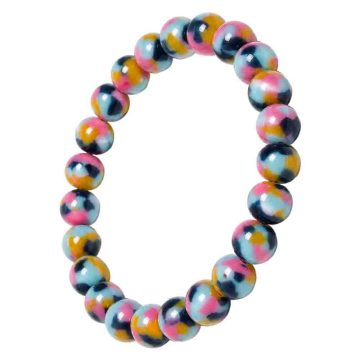 asta-Acetate Beaded Bracelet  Neon Reef Camo Swirl-8mm-0223