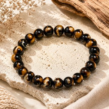 asta-Acetate Beaded Bracelet  Black Sugar Tortoise-8mm-0225