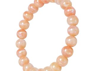 asta-Acetate Beaded Bracelet  Champagne Mastic Amber Swirl-8mm-0226