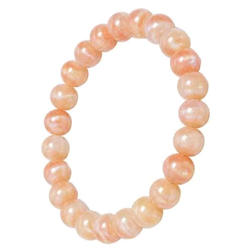asta-Acetate Beaded Bracelet  Champagne Mastic Amber Swirl-8mm-0226