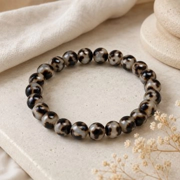 asta-Acetate Beaded Bracelet  Ink Pearl Mosaic-8mm-0227