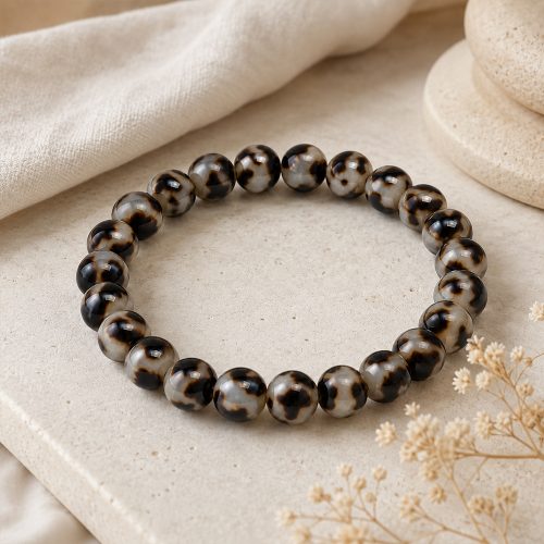 asta-Acetate Beaded Bracelet  Ink Pearl Mosaic-8mm-0227