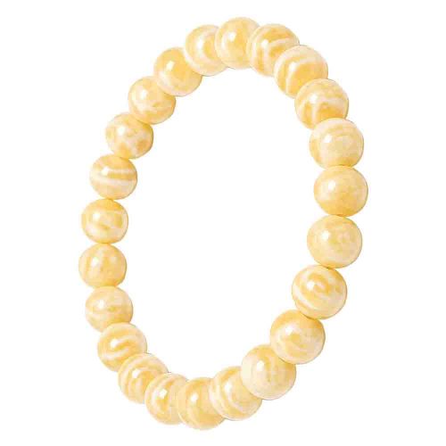 asta-Acetate Beaded Bracelet  Warm Alabaster Glow-8mm-0228